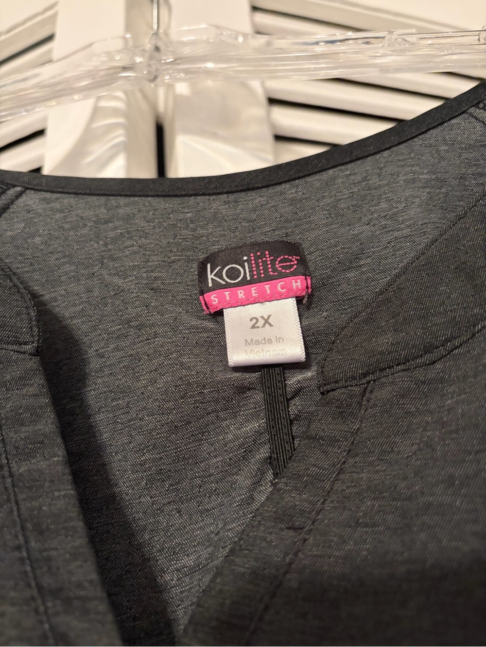 KOI Lite Women's Charcoal Stretch Scrub Top - 2X